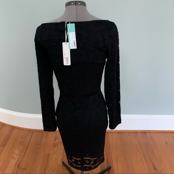 Ingrid & Isabel maternity long sleeve black lace straight fit dress medium size - Picture 4 of 8